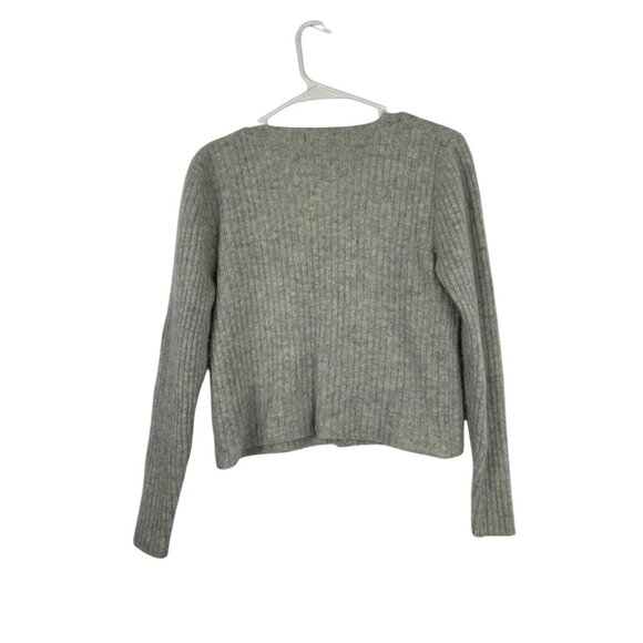 Limited Womens  Cardigan Sweater V-neck  Size M Lambswool & Angora Blend Gray - Picture 2 of 10
